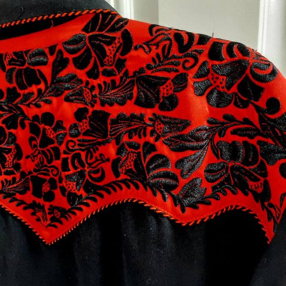 Vintage  Scully Gunfighter Men's Western Button Down Crimson w/caballero cuffs - Picture 11 of 15